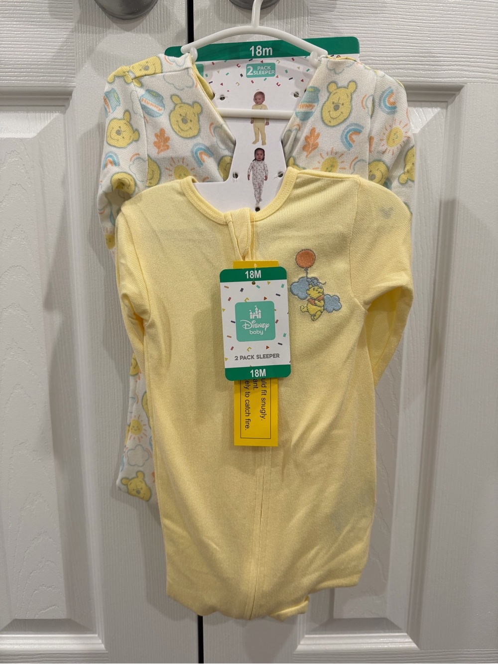 Disney Baby 2-Pack Yellow & White Winnie the Pooh Sleepers - 18M
